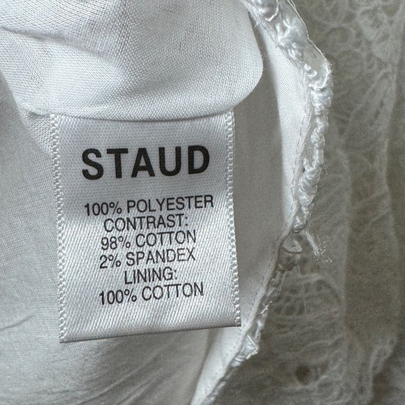 NWT STAUD Beth White Floral Guipure Lace Retro Flare Sleeve Square Neck Dress 4 - Picture 17 of 17